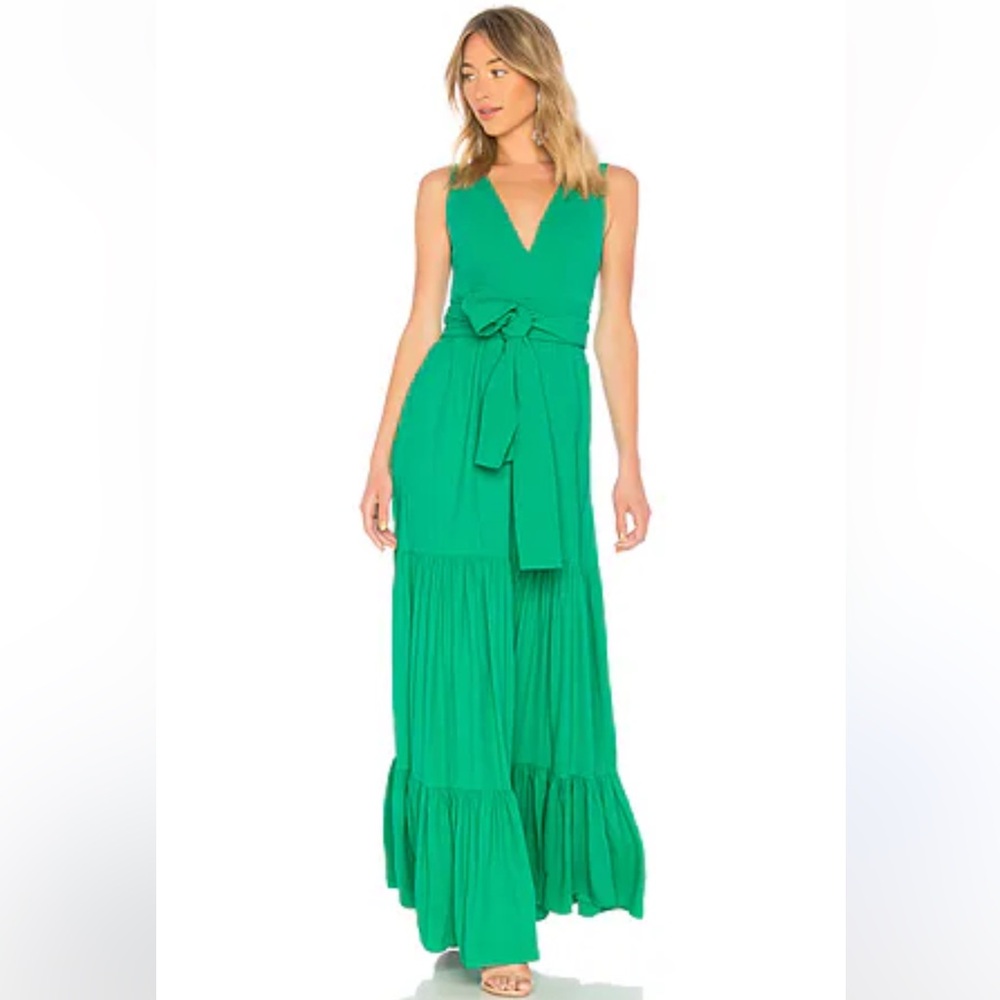Alexis Marni Dress Tiered Maxi Gown in Emerald Green Size XS